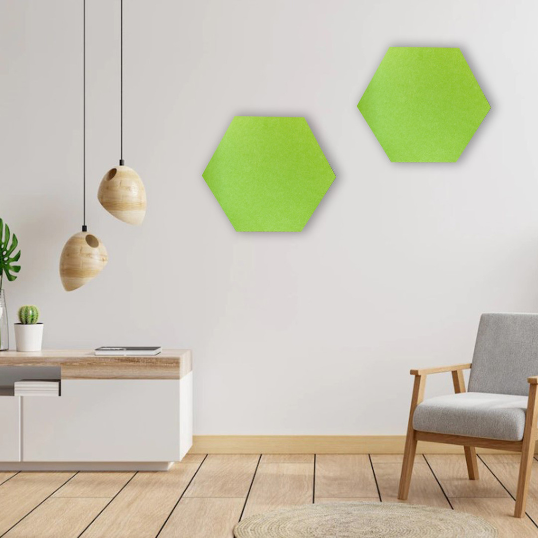 HEXAGON POLYESTER PINBOARD | 600x520mm | Granny Smith | 1pc image 0